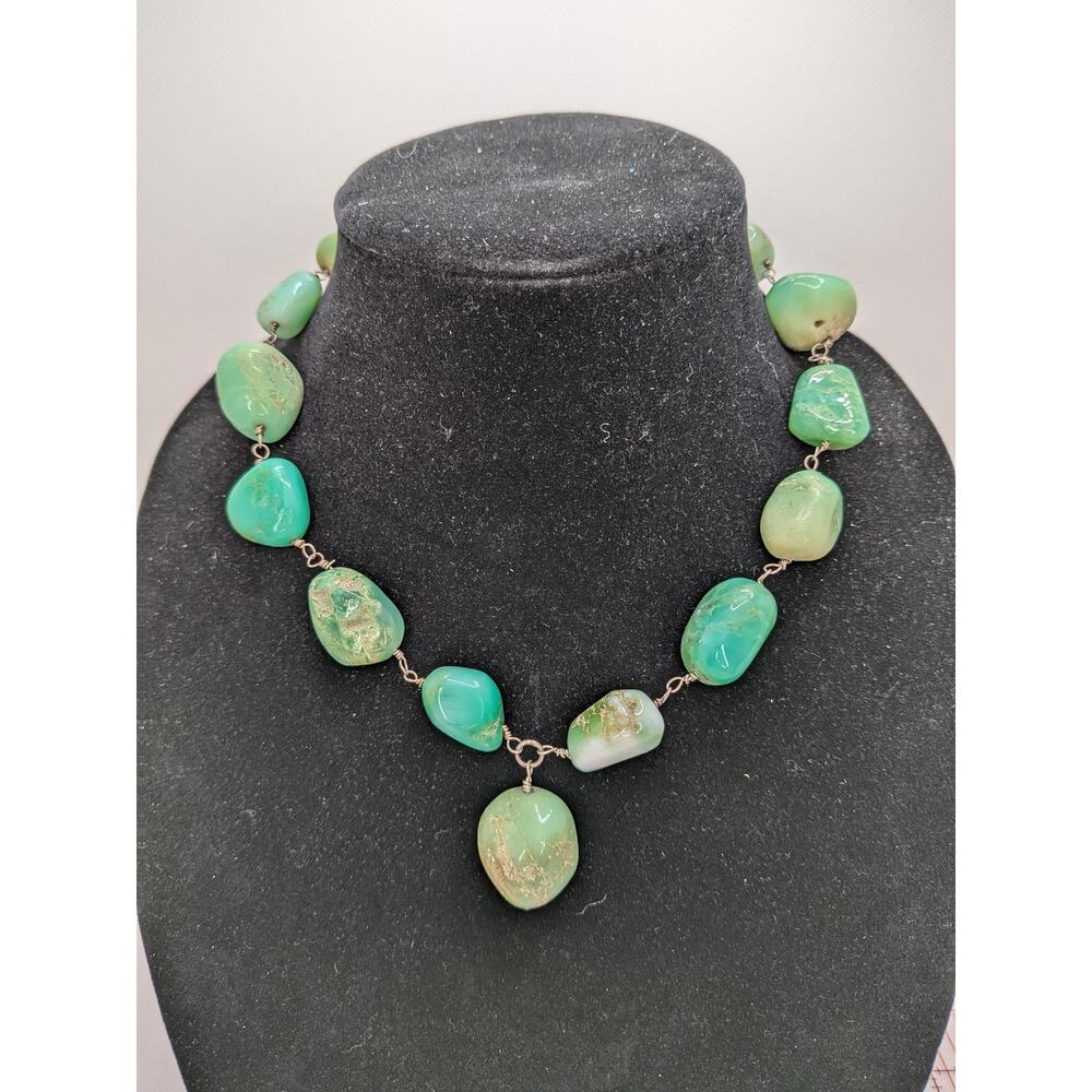 Large Turquoise Sterling Silver Linked Necklace with Big Toggle Clasp 18.5"